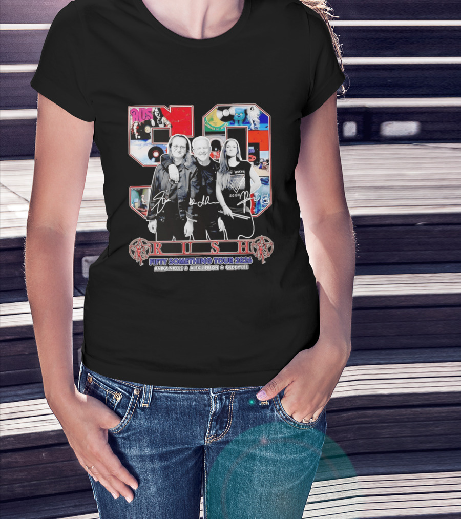Rush Fifty Something Tour 2026 Anika Nilles Alex Lifeson Geddy Lee T-Shirt