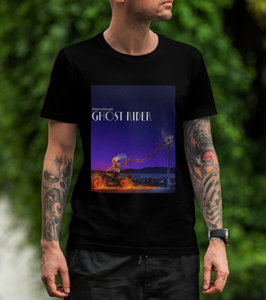 Ryan Gosling Ghost Rider Meets La La Land Lamppost Scene T-Shirt