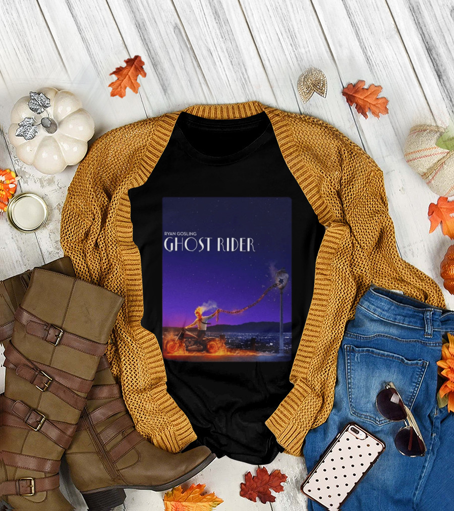 Ryan Gosling Ghost Rider Meets La La Land Lamppost Scene T-Shirt