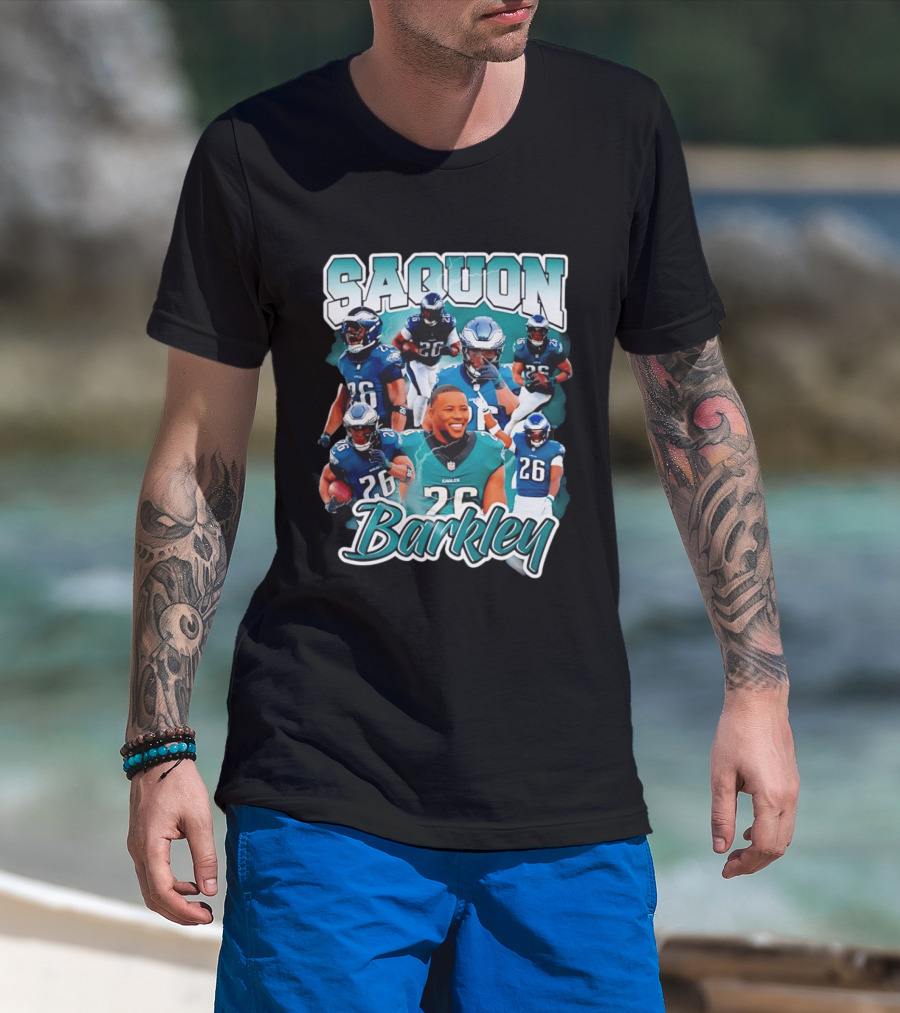 Saquon Barkley Eagles Number 26 Player Collage T-Shirt