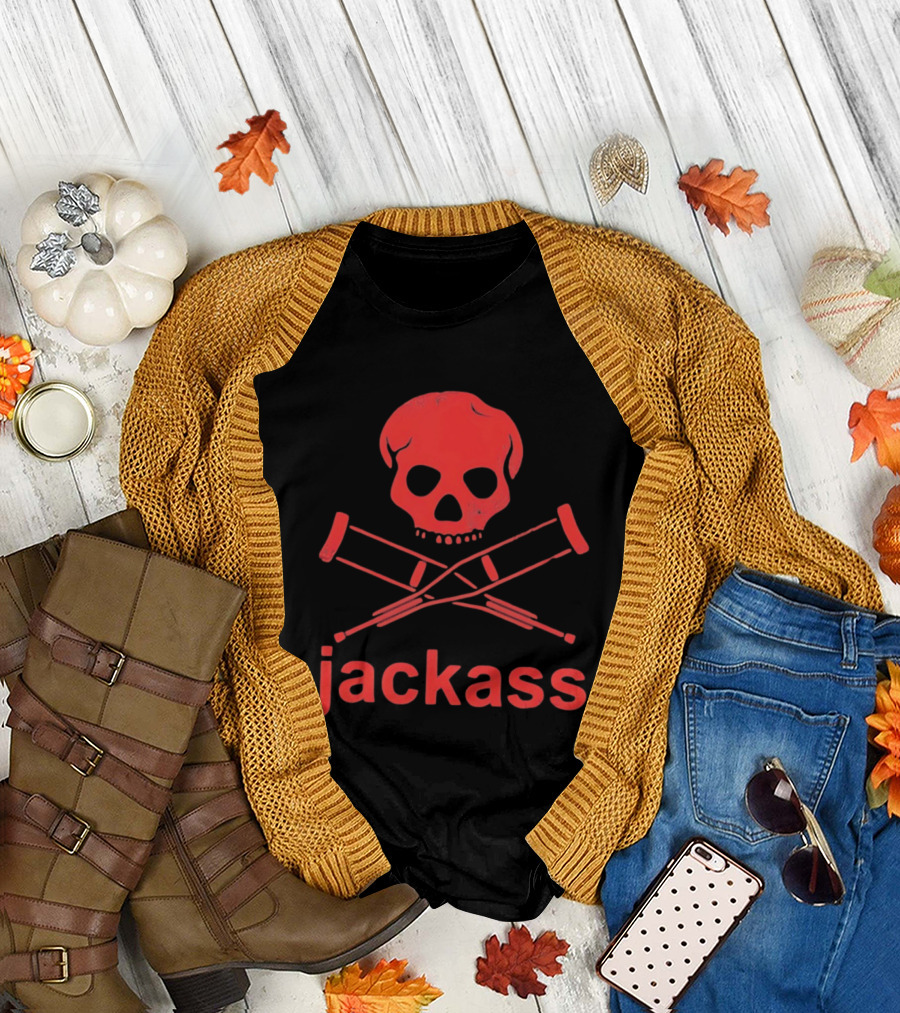 Skull Crutches Jackass Red T-Shirt
