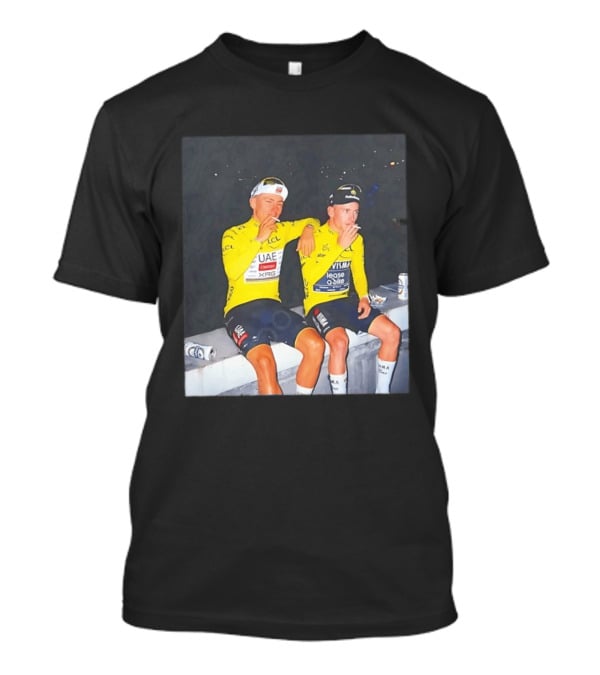 Tadej Pogačar Jonas Vingegaard Smoking LCL UAE Team Emirates Jumbo Visma Yellow Jersey T-Shirt