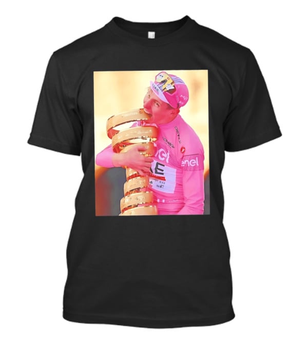 Tadej Pogačar Trophy Celebration UAE Pink Jersey T-Shirt