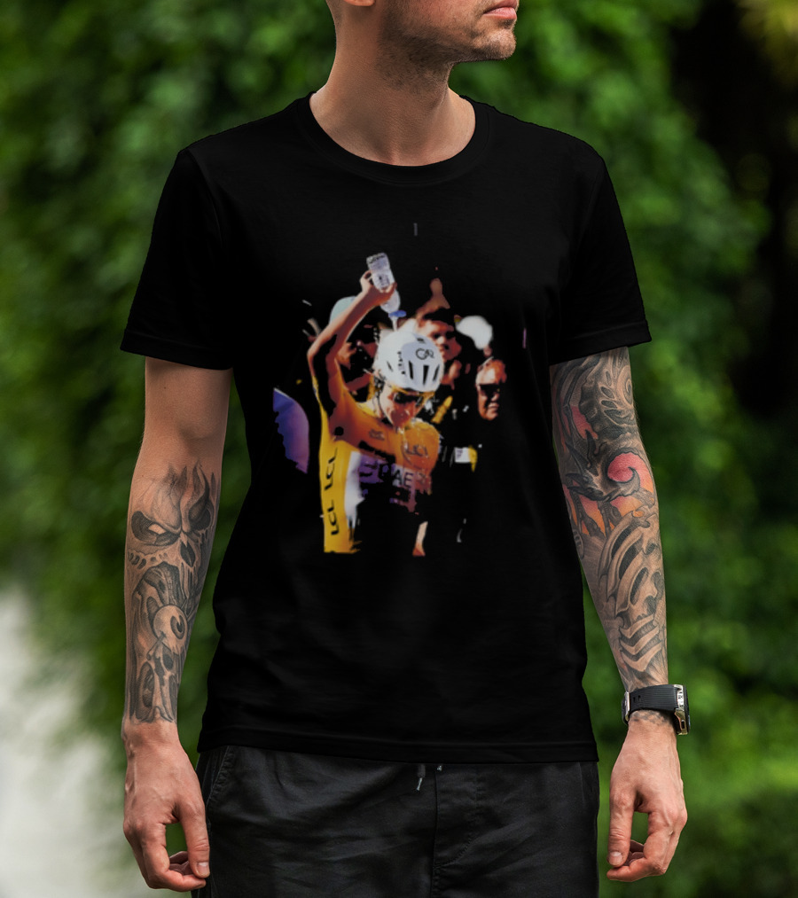 Tadej Pogačar Cooling Off With Water Bottle T-Shirt