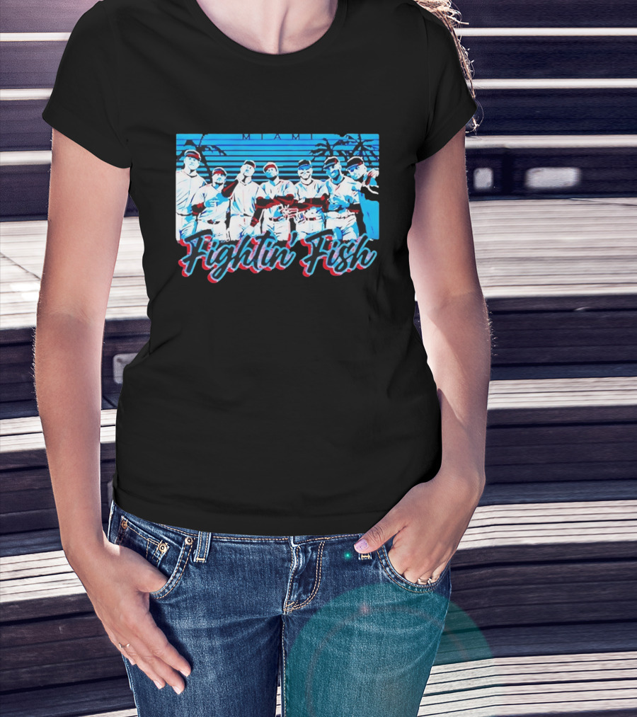 Fightin Fish Miami Marlins Team Lineup T-Shirt