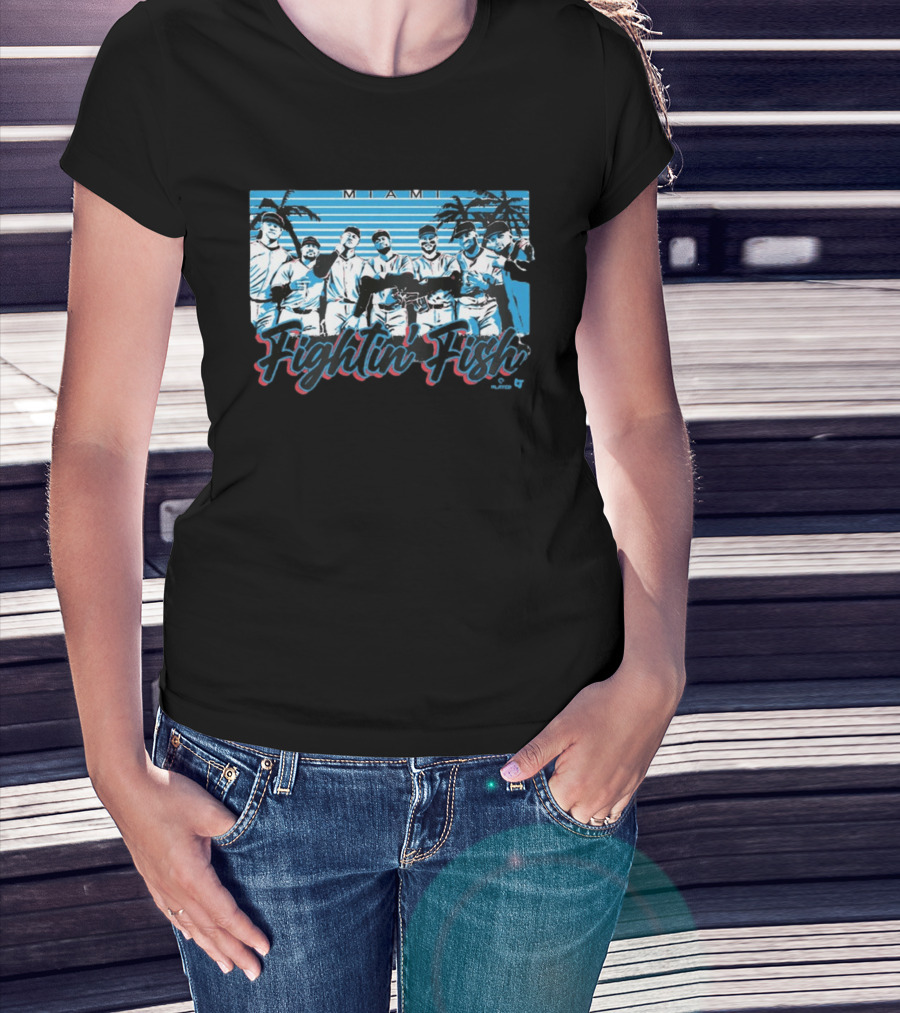Miami Fightin' Fish Baseball Team Palm Trees T-Shirt