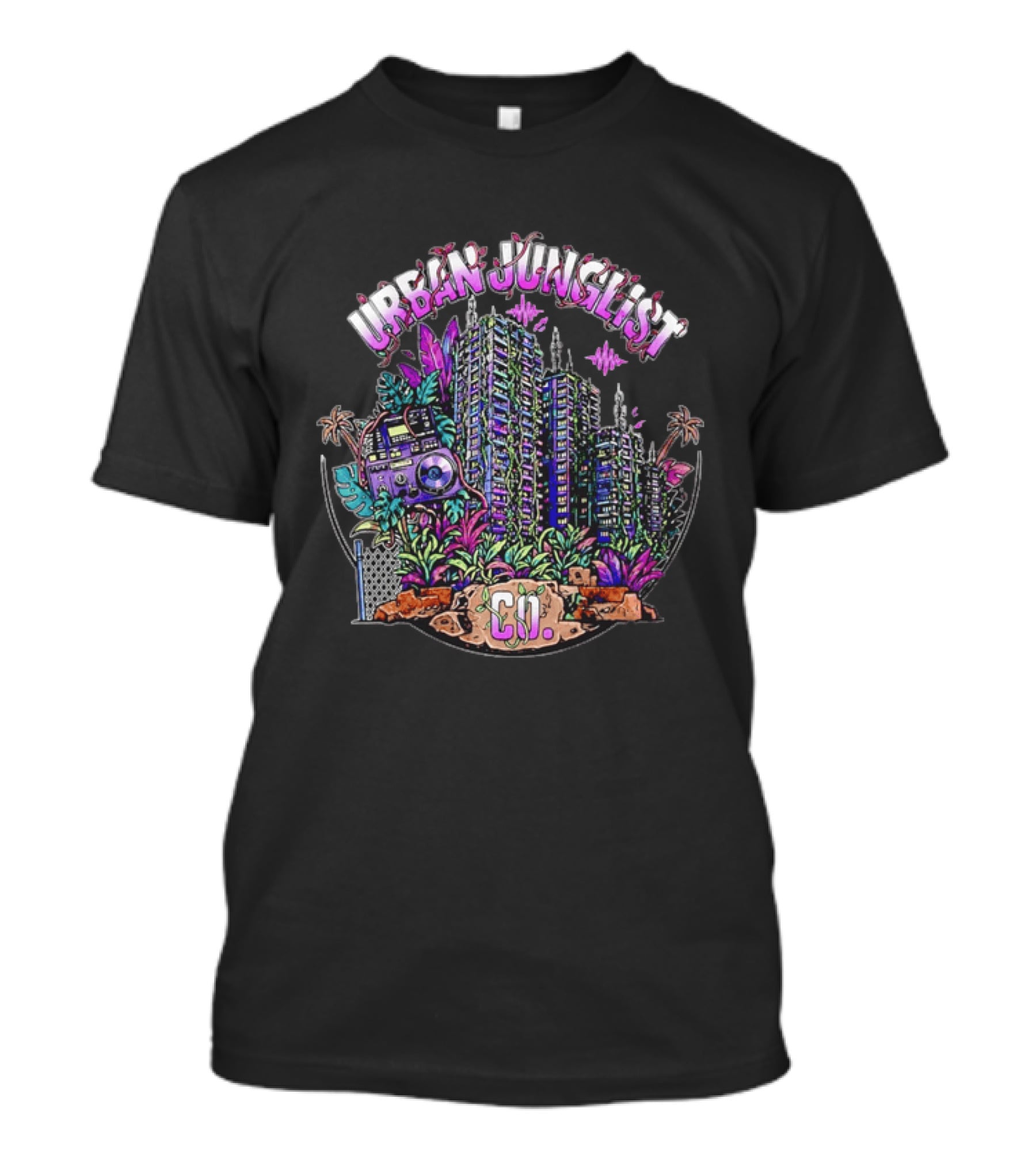 Urban Junglist Co Jungle Cityscape Boombox Vibes T-Shirt