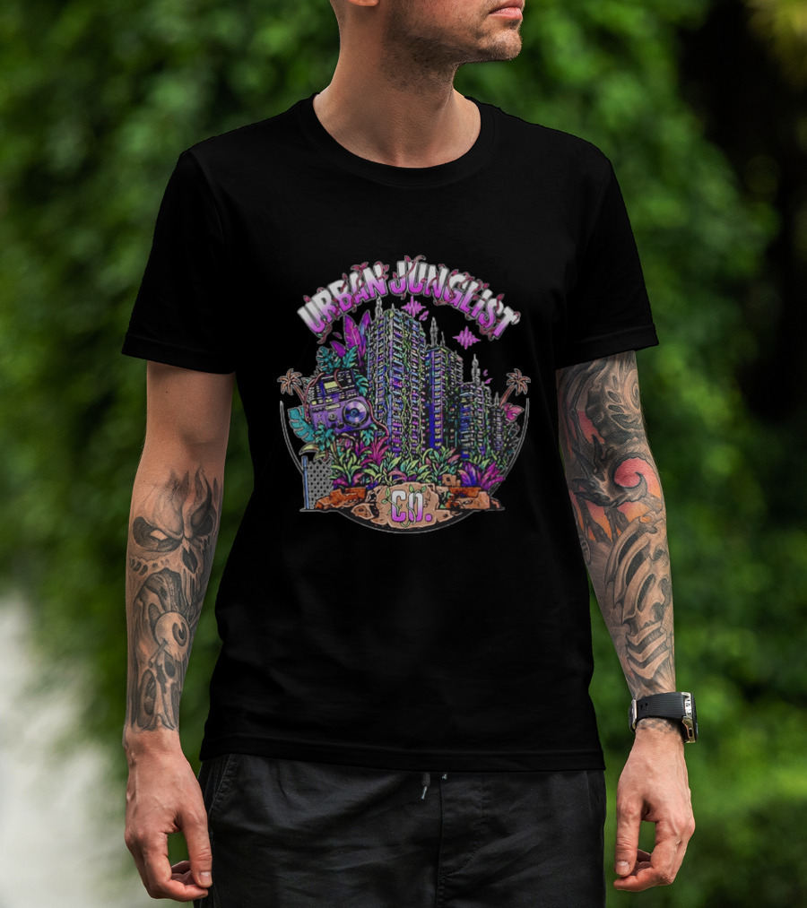 Urban Junglist Co Jungle Cityscape Boombox Vibes T-Shirt