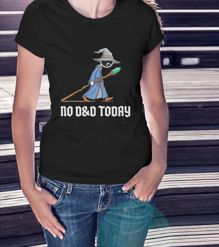 No D&D Today Cartoon Wizard With Staff And Hat T-Shirt