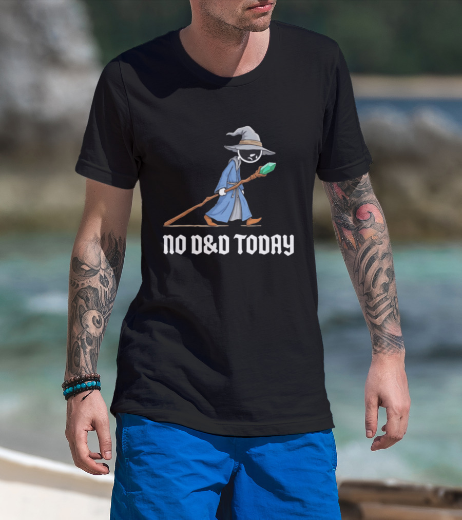 No D&D Today Cartoon Wizard With Staff And Hat T-Shirt