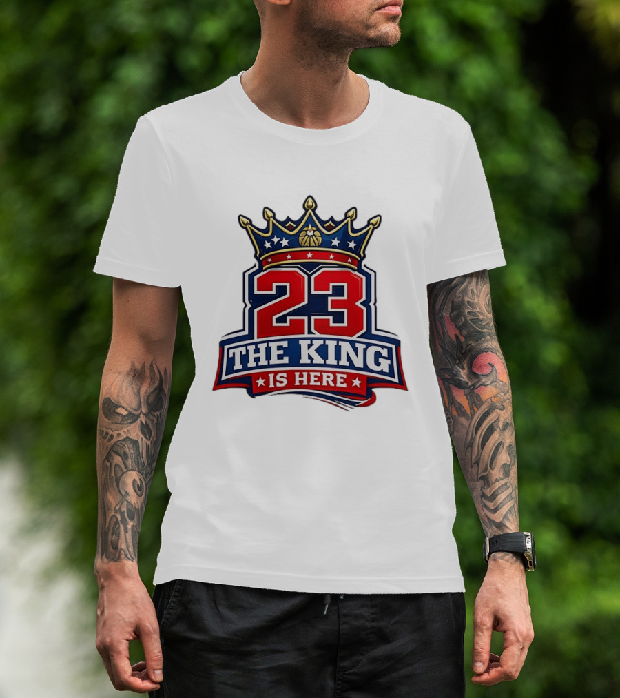 LeBron James 23 The King Is Here Crown Philadelphia 76ers NBA T-Shirt