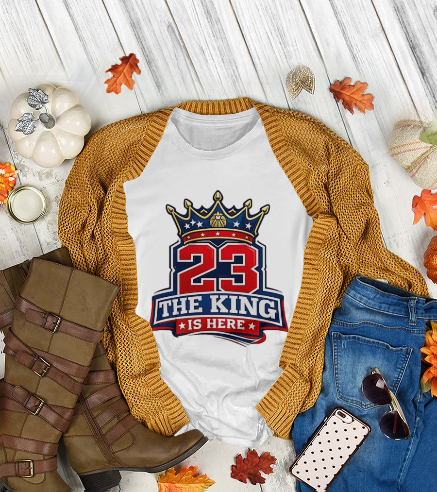 LeBron James 23 The King Is Here Crown Philadelphia 76ers NBA T-Shirt