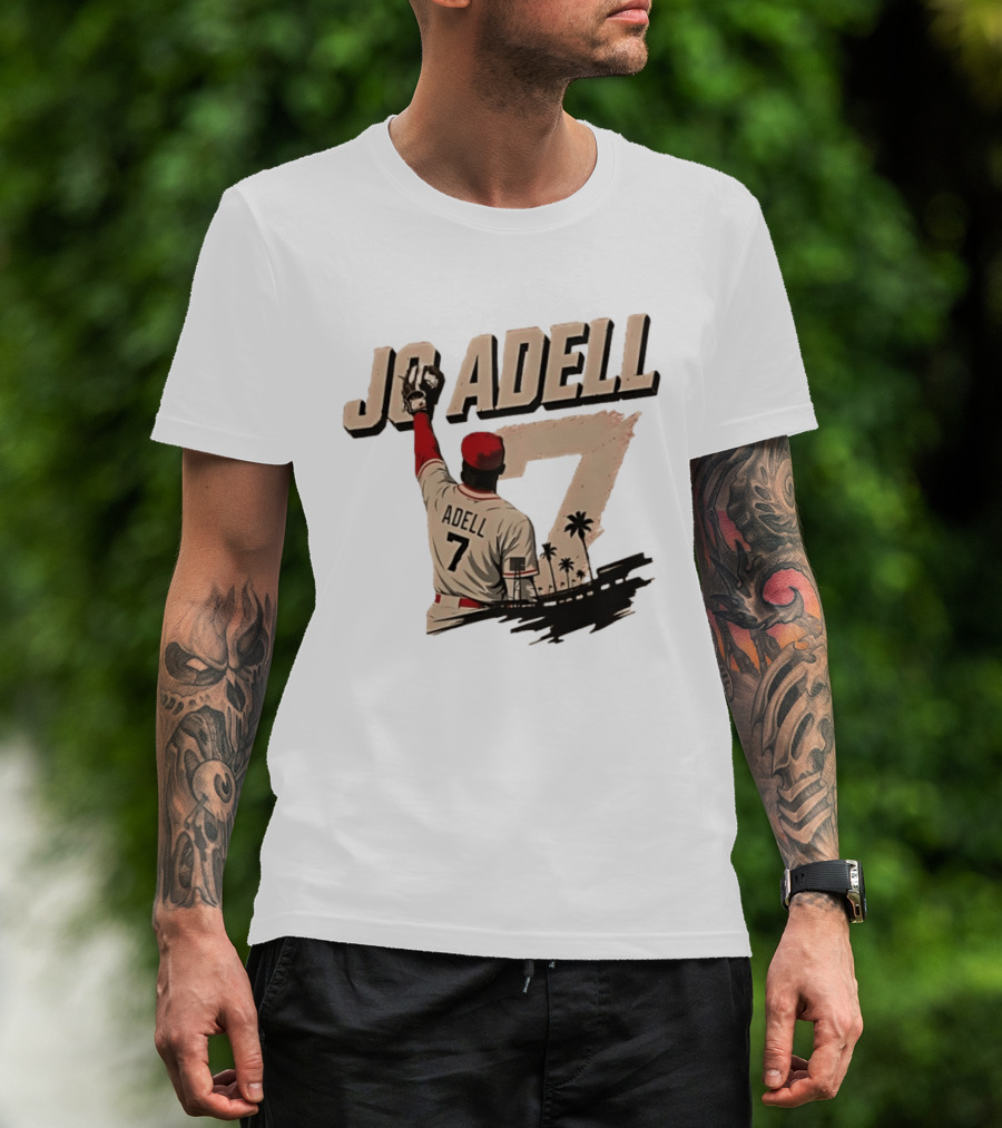 Los Angeles Angels Jo Adell Number 7 Baseball Sports Palm Trees T-Shirt