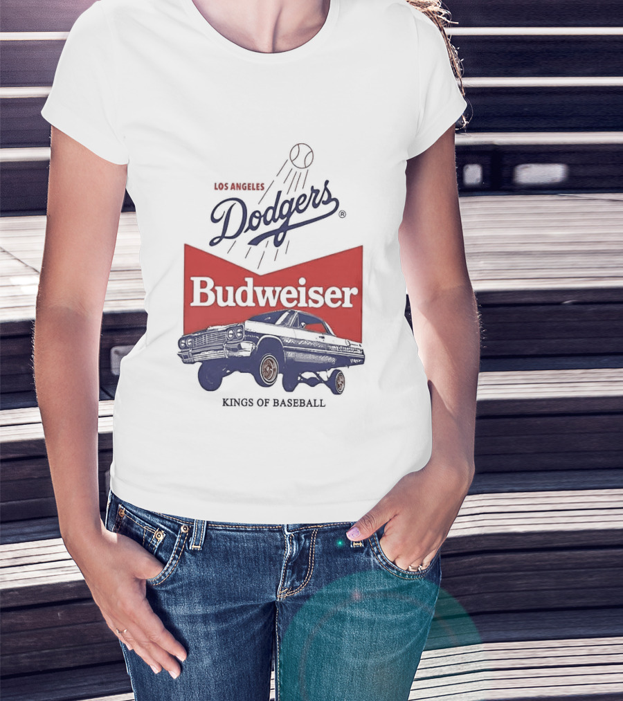 Los Angeles Dodgers Budweiser Kings Of Baseball Retro Car T-Shirt