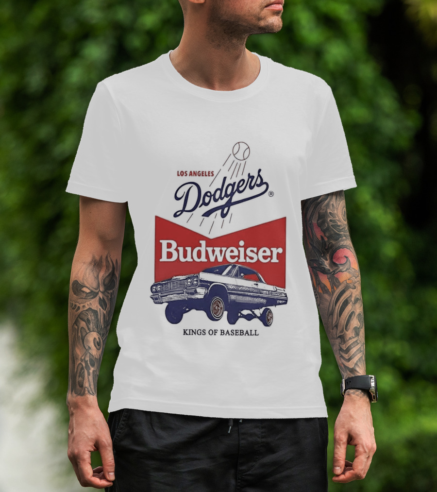 Los Angeles Dodgers Budweiser Kings Of Baseball Retro Car T-Shirt