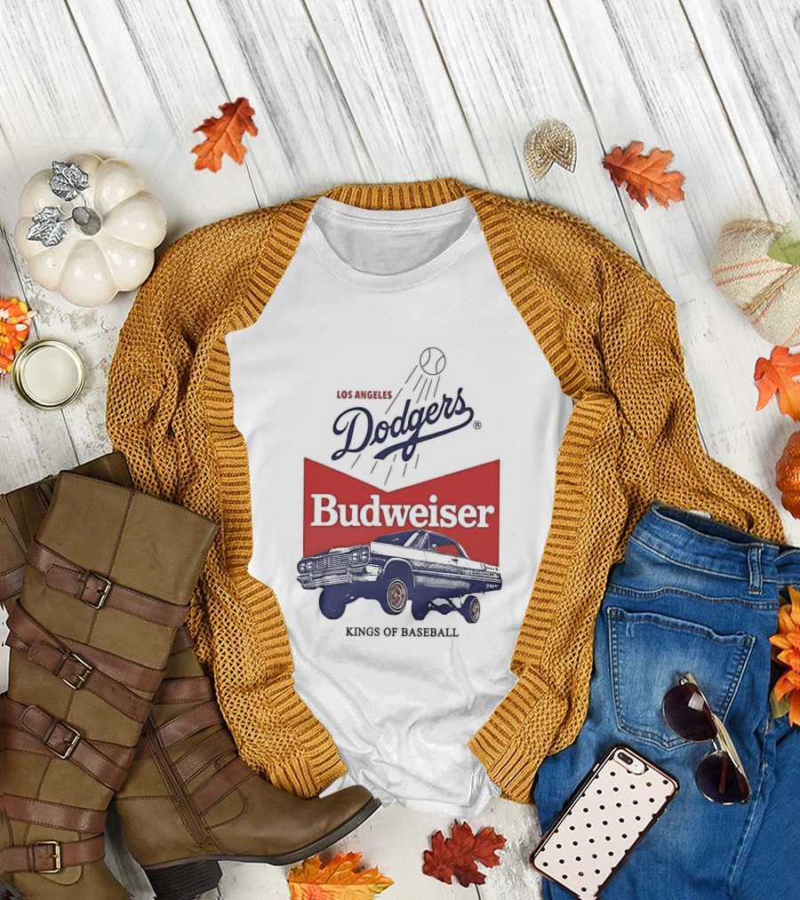 Los Angeles Dodgers Budweiser Kings Of Baseball Retro Car T-Shirt