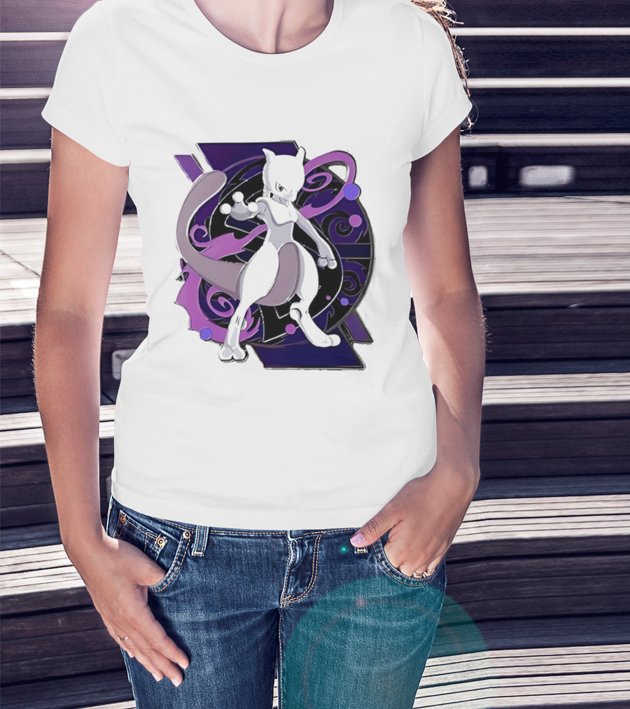 Pokemon Mewtwo Psychic Power Strike Dynamic Pose T-Shirt