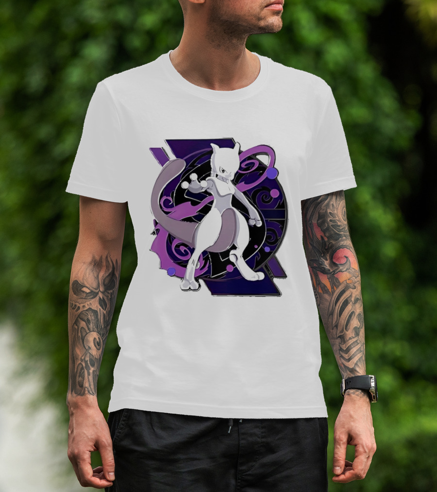 Pokemon Mewtwo Psychic Power Strike Dynamic Pose T-Shirt