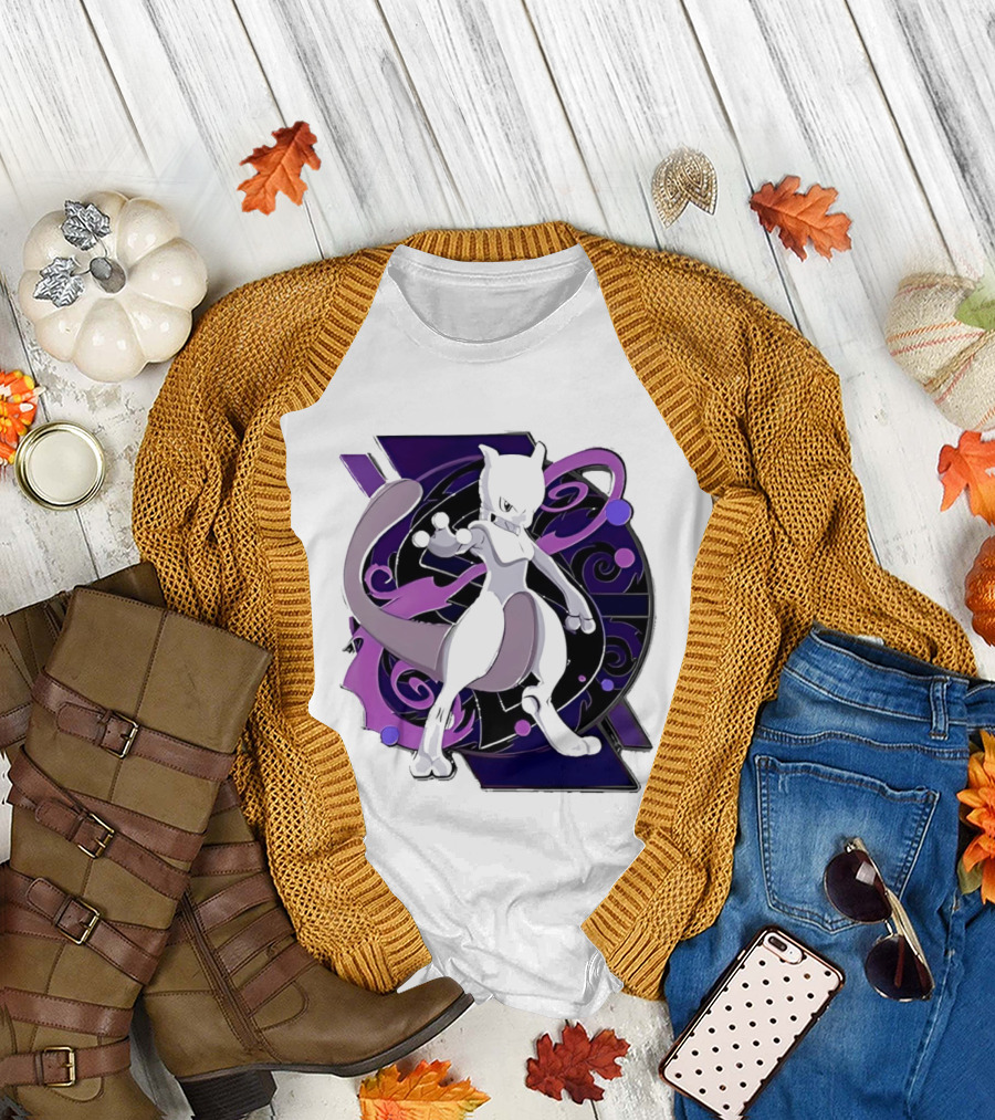 Pokemon Mewtwo Psychic Power Strike Dynamic Pose T-Shirt