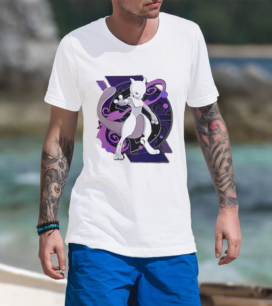 Pokemon Mewtwo Psychic Power Strike Dynamic Pose T-Shirt