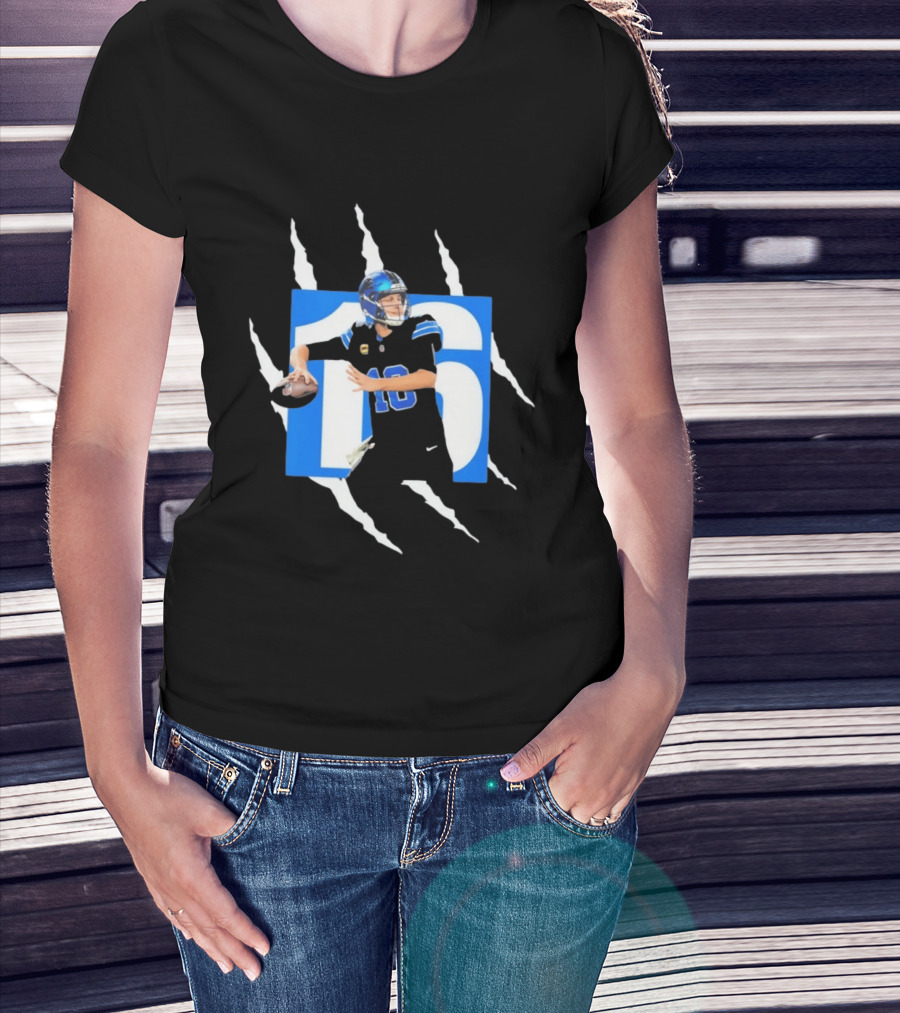 Jared Goff 16 Claw Scratch Football Quarterback T-Shirt