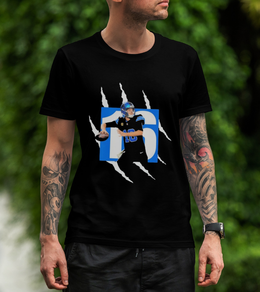 Jared Goff 16 Claw Scratch Football Quarterback T-Shirt