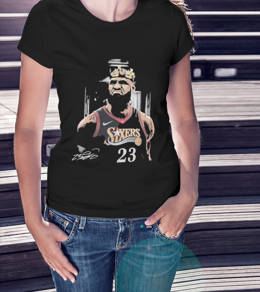 Philadelphia 76ers LeBron James Crown 23 Signature Basketball T-Shirt