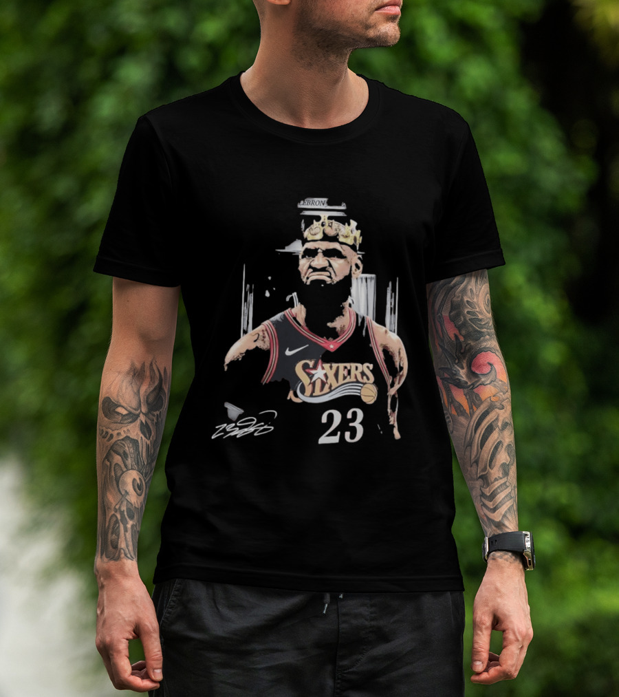 Philadelphia 76ers LeBron James Crown 23 Signature Basketball T-Shirt
