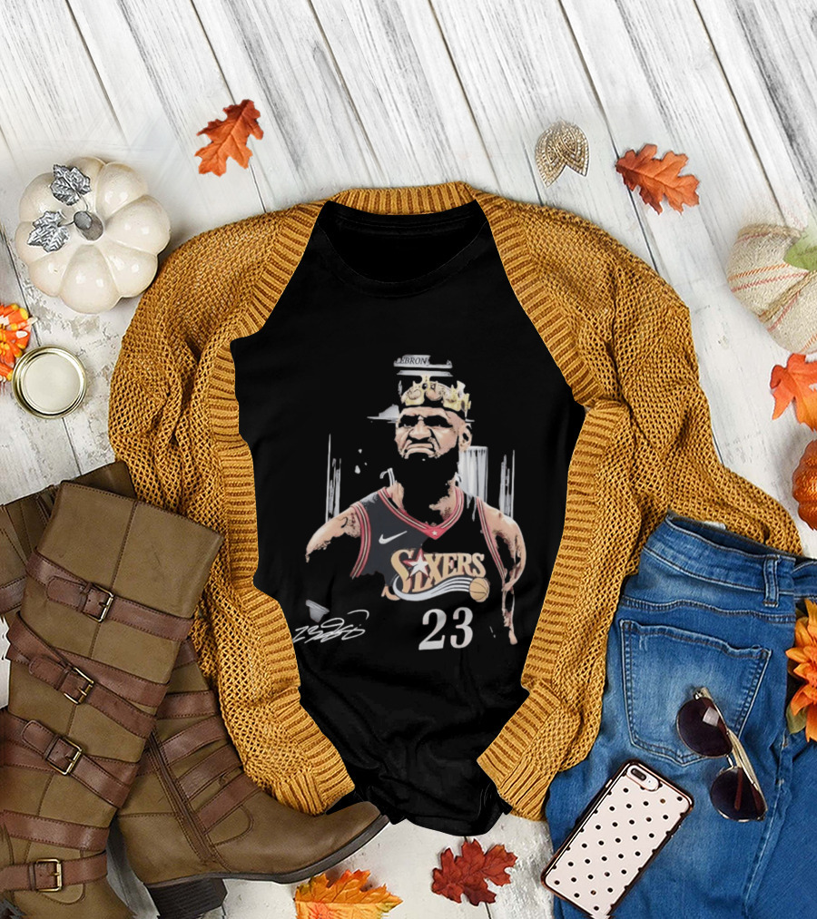 Philadelphia 76ers LeBron James Crown 23 Signature Basketball T-Shirt