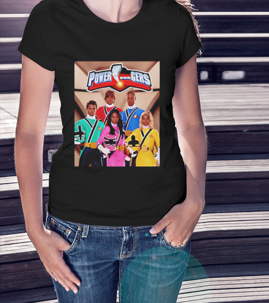 Power Rangers Samurai Team Red Green Pink Yellow Blue Characters T-Shirt
