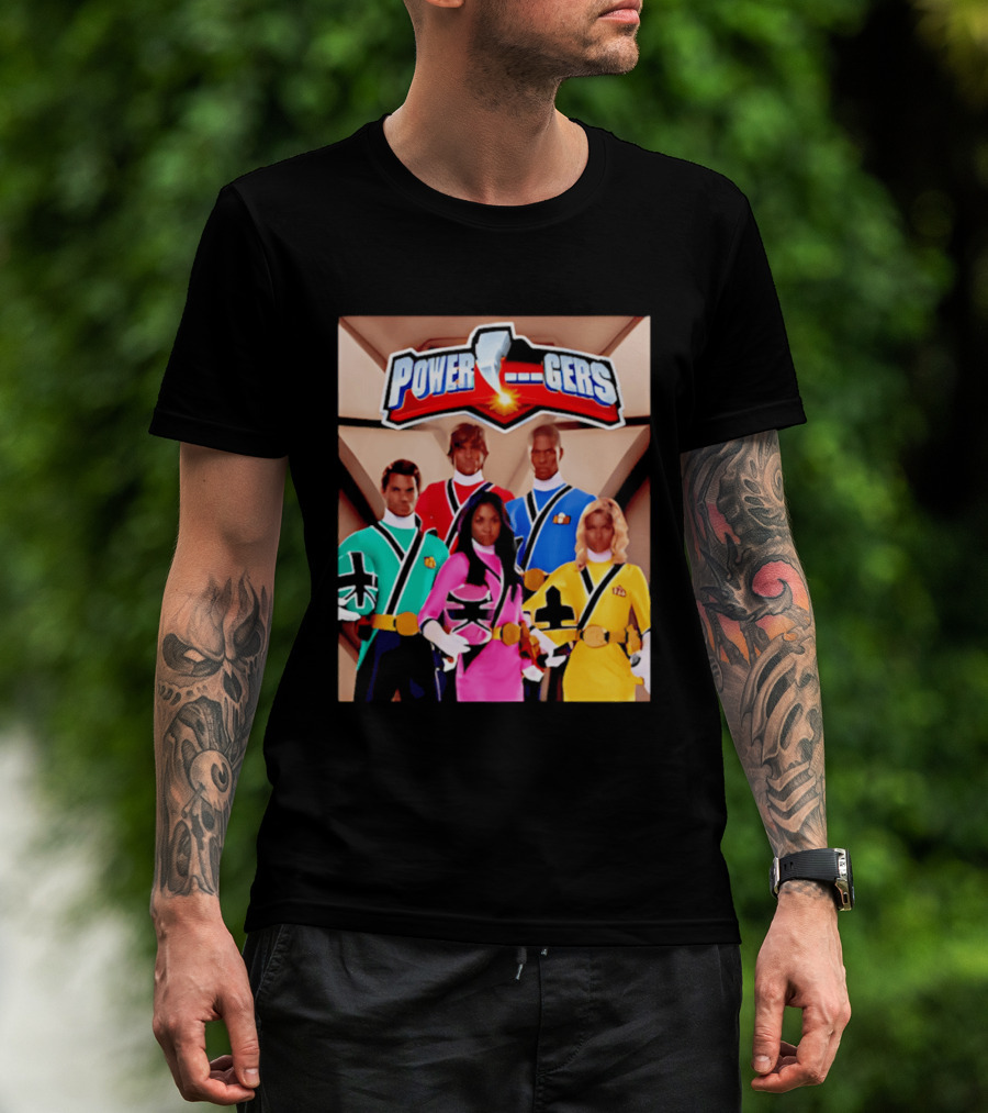 Power Rangers Samurai Team Red Green Pink Yellow Blue Characters T-Shirt