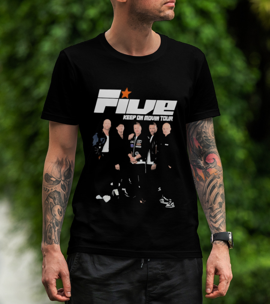 Five Keep On Movin Tour 90s Boyband Nostalgia Star T-Shirt
