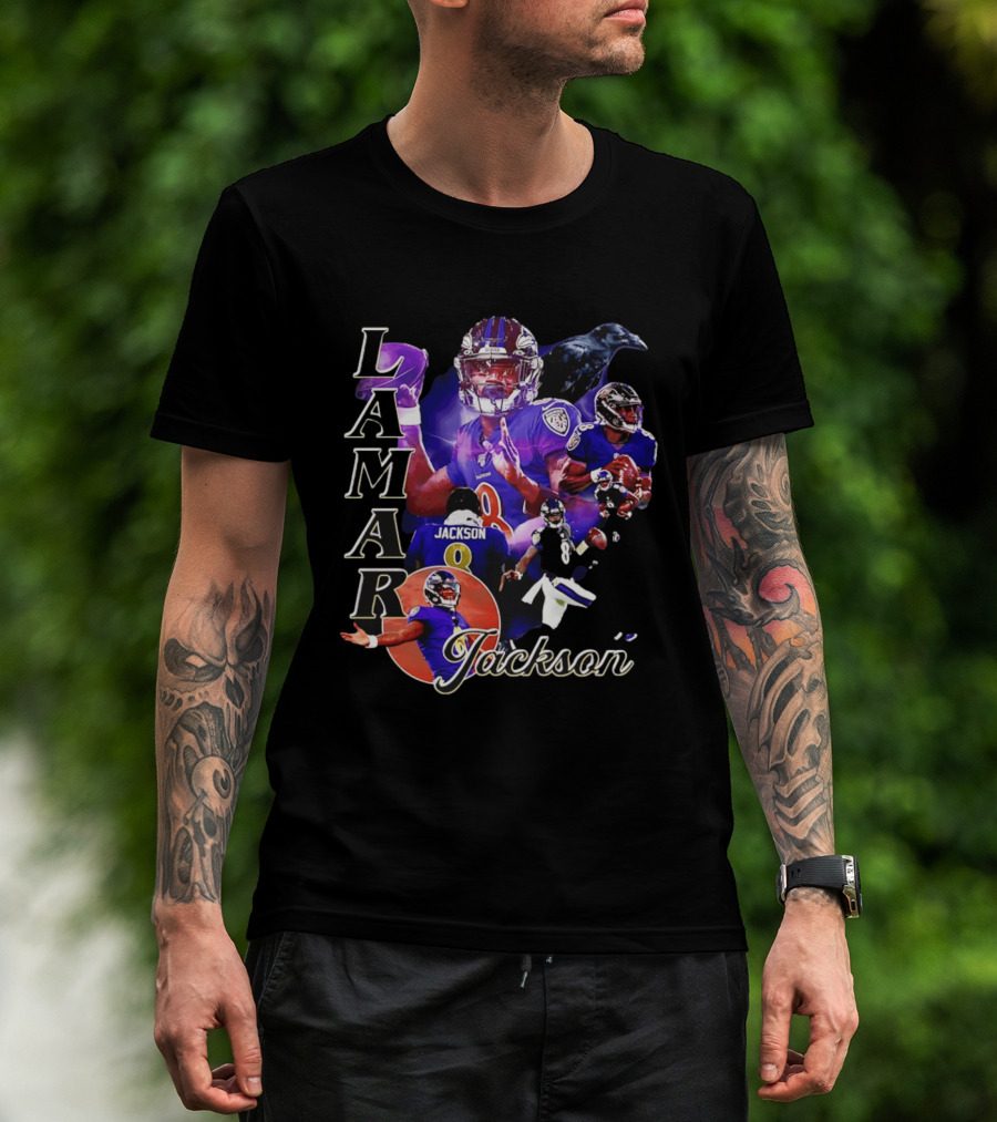 Lamar Jackson Baltimore Ravens Football Collage T-Shirt