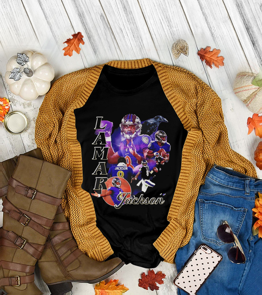 Lamar Jackson Baltimore Ravens Football Collage T-Shirt