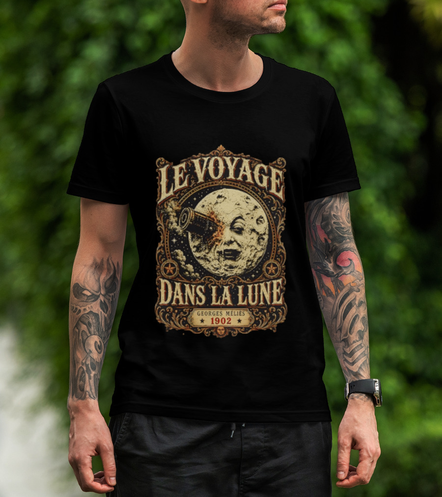 Le Voyage Dans La Lune Georges Méliès 1902 Vintage Space Adventure Moon Face T-Shirt