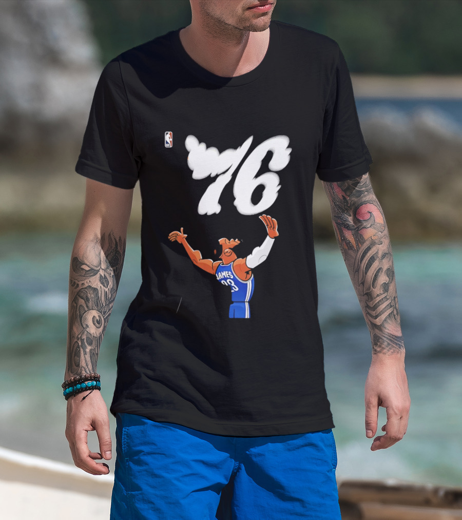 LeBron James 23 Cartoon 76 Philadelphia NBA Jersey Basketball T-Shirt