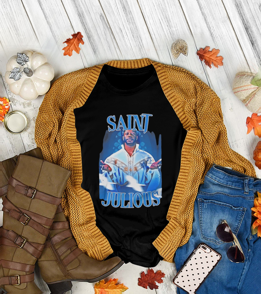 Saint Julios Majestic Icon In White Robe T-Shirt
