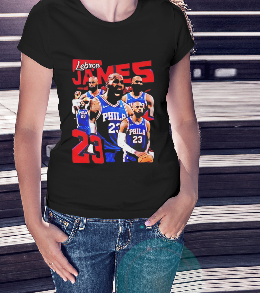 LeBron James No 23 Philadelphia 76ers Collage Legends T-Shirt