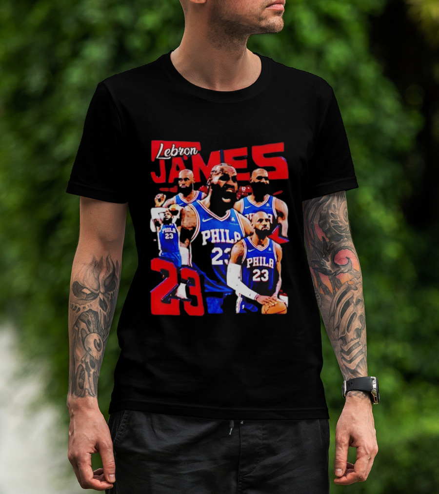 LeBron James No 23 Philadelphia 76ers Collage Legends T-Shirt