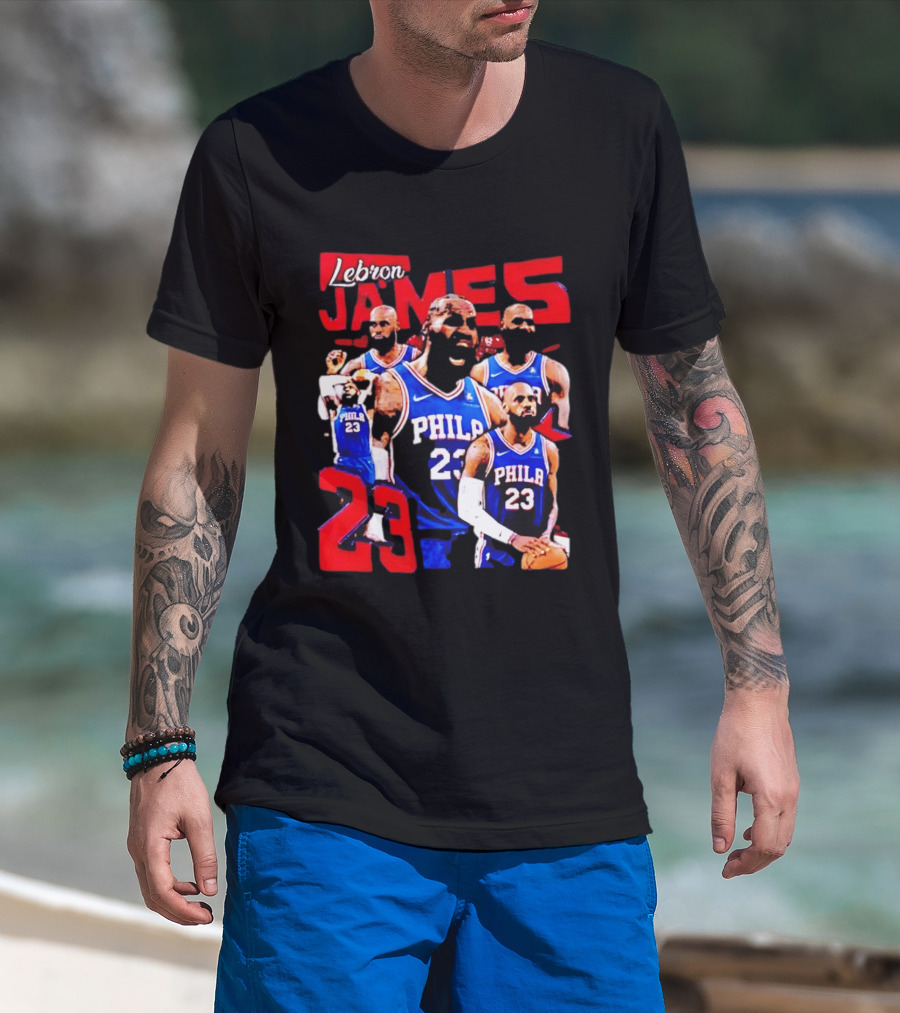 LeBron James No 23 Philadelphia 76ers Collage Legends T-Shirt