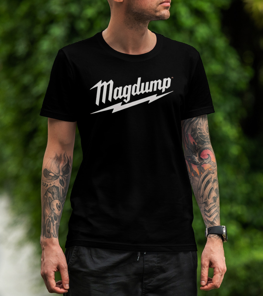 Magdump Shooting Firearms Tactical Gun Culture Lightning Bolt T-Shirt