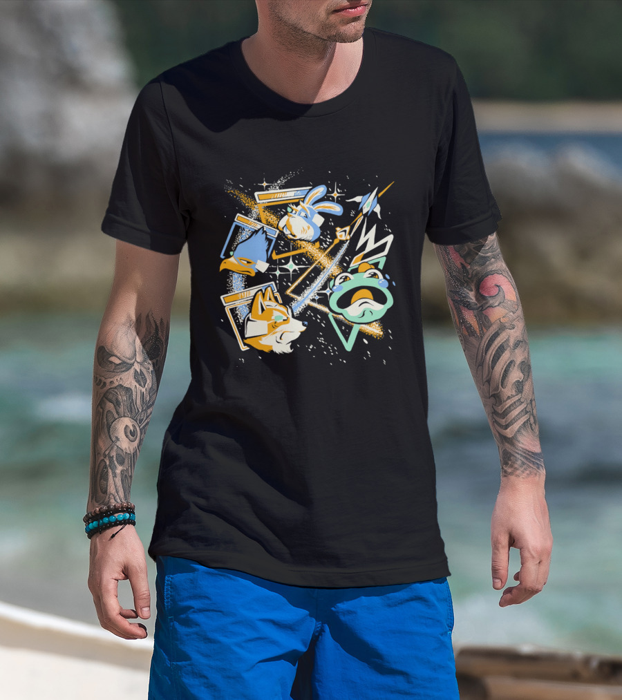 Star Fox Slippy Toad Peppy Hare Falco Lombardi Retro Game Characters T-Shirt