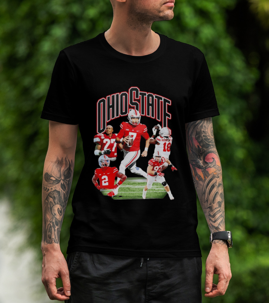 Ohio State Football Collage Featuring Harrison Jr And Star Players T-Shirt