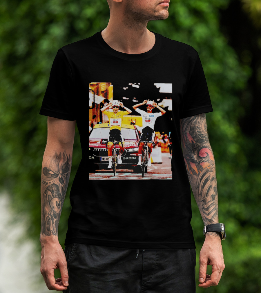 Tadej Pogačar Isaac Del Toro UAE Team Emirates Cycling Skoda Tour Celebratory Finish T-Shirt