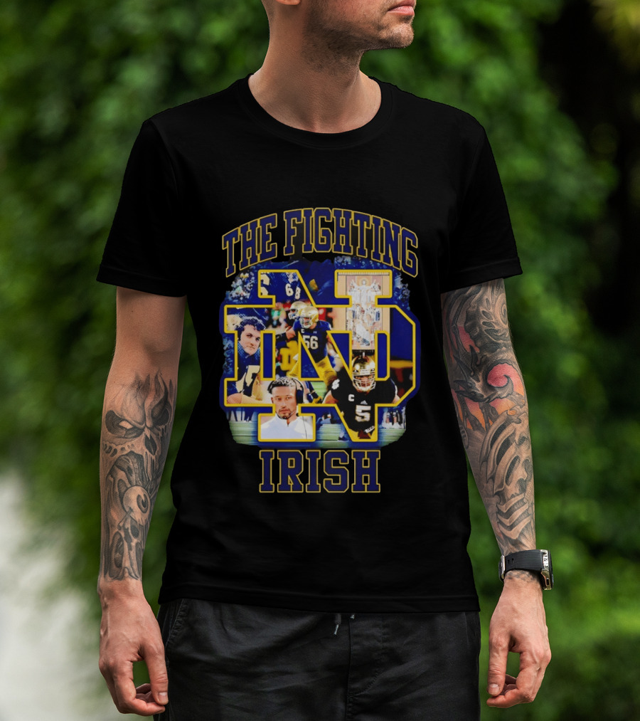 The Fighting Irish Notre Dame Collage With Marcus Freeman Players T-Shirt