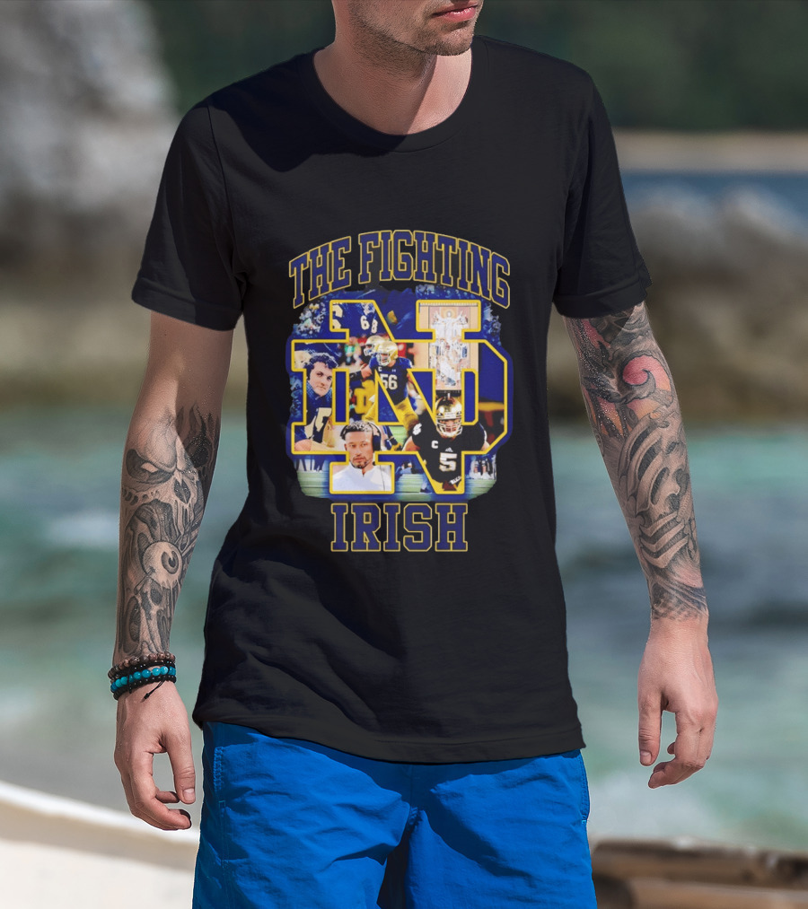 The Fighting Irish Notre Dame Collage With Marcus Freeman Players T-Shirt