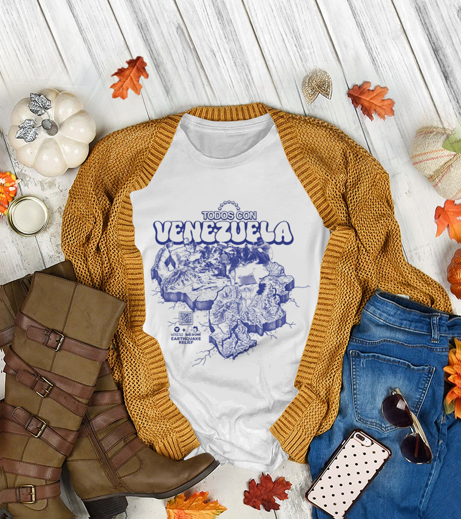 Todos Con Venezuela Wnucalo Feels So Good Earthquake Relief 3D Deep Relief Image T-Shirt