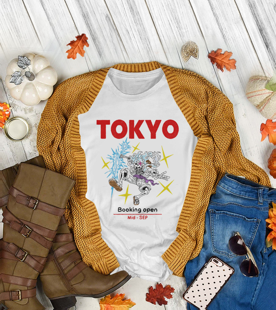 Tokyo Booking Open Mid Sep One Piece Luffy Skeleton Burst T-Shirt