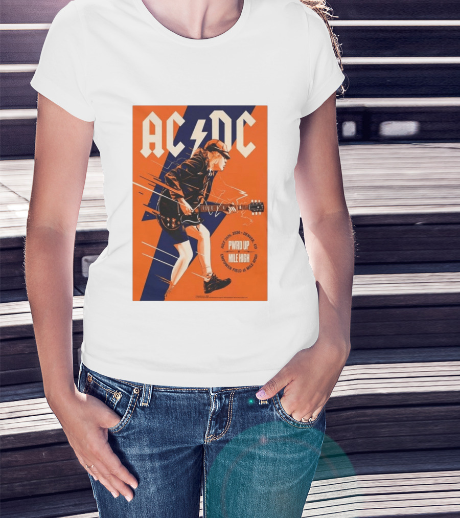 ACDC PWR UP Mile High Denver July 28 2026 Empower Field Event T-Shirt