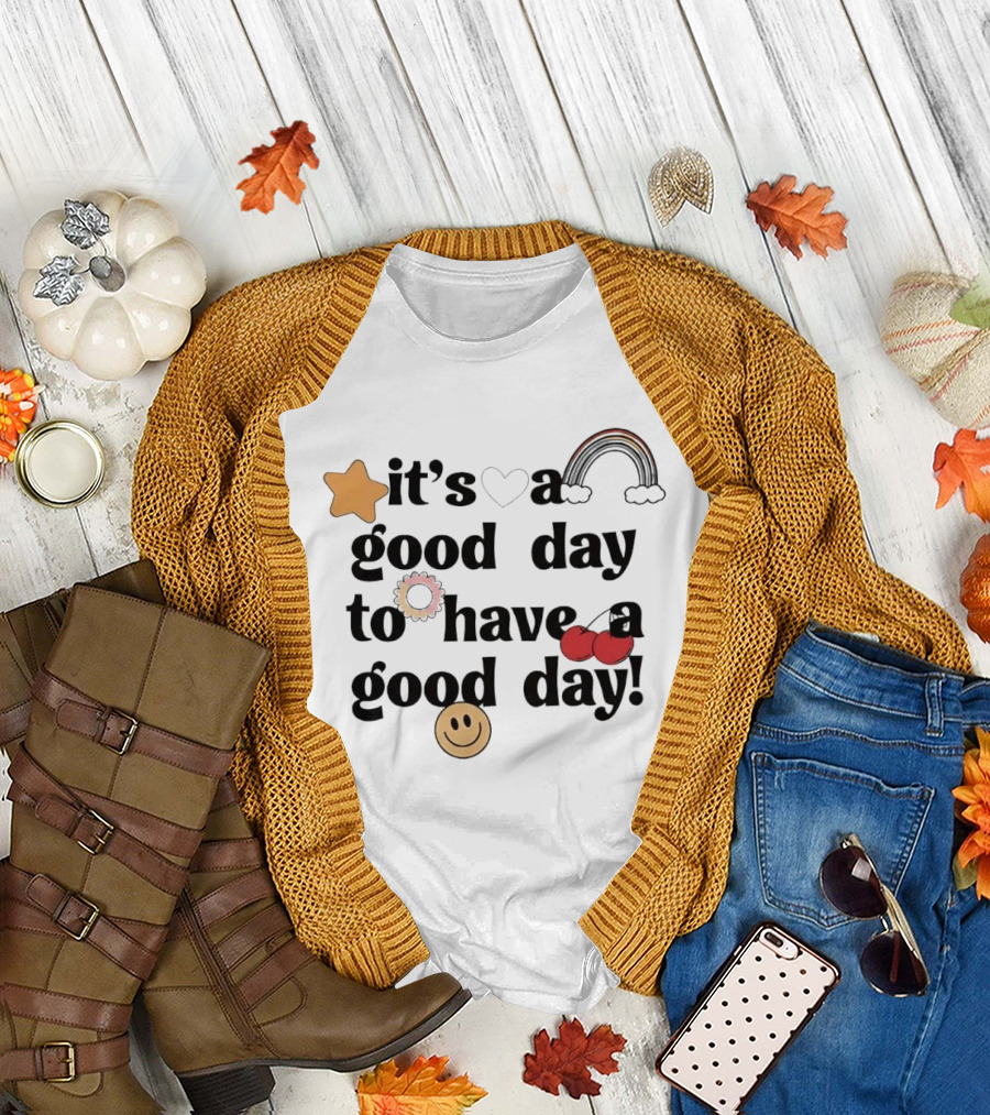 It's A Good Day To Have A Good Day Star Heart Rainbow Cherries Smiley T-Shirt